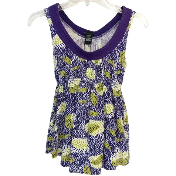 Ezekiel Women's -Baby Doll Tank Top- Purple Green White Small - Picture 1 of 16